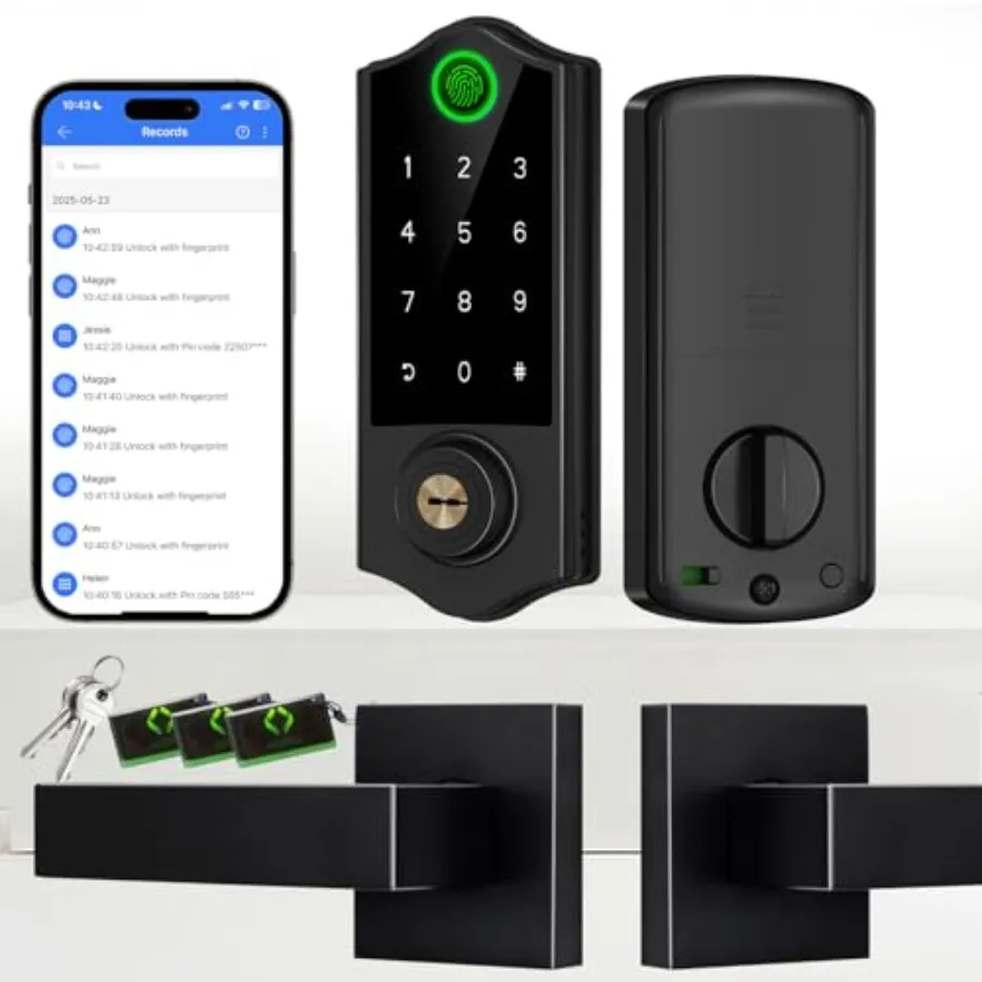 Fingerprint Smart Door Locks with Handles App Control Keyless Entry Front Door Lock Set Bluetooth Digital Electronic Touc
Fingerprint Smart Door Locks with Handles App Control Keyless Entry Front Door Lock Set Bluetooth Digital Electronic Touc