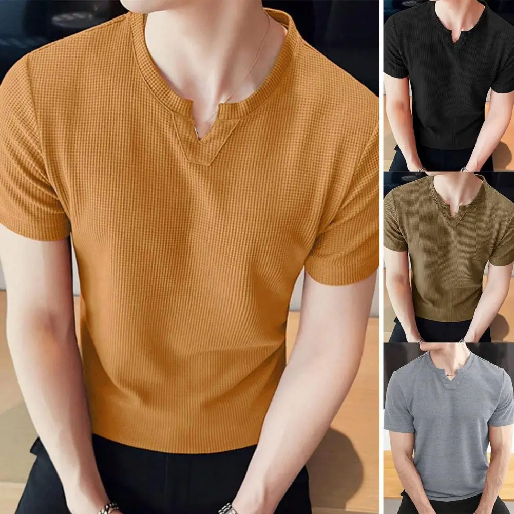 Men Solid Color T-shirt Men's Summer Waffle V-neck T-shirt Collection Solid Color Tee Shirt for Outings Home Gym for Everyday
Men Solid Color T-shirt Men's Summer Waffle V-neck T-shirt Collection Solid Color Tee Shirt for Outings Home Gym for Everyday