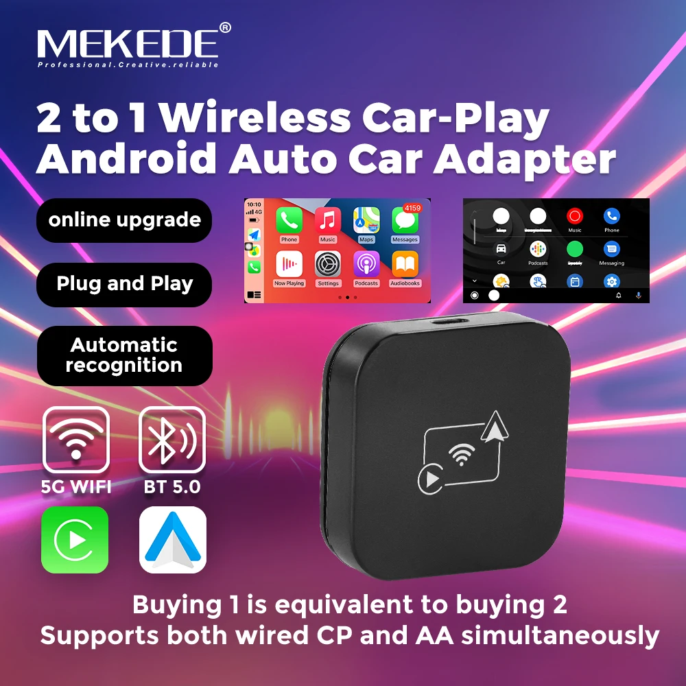 MEKEDE New 2 to 1 Wireless Carplay Android Auto car Adapter Mini AI Box Universal For VW Audi Kia Fiat Car Carplay Adapter
MEKEDE New 2 to 1 Wireless Carplay Android Auto car Adapter Mini AI Box Universal For VW Audi Kia Fiat Car Carplay Adapter
