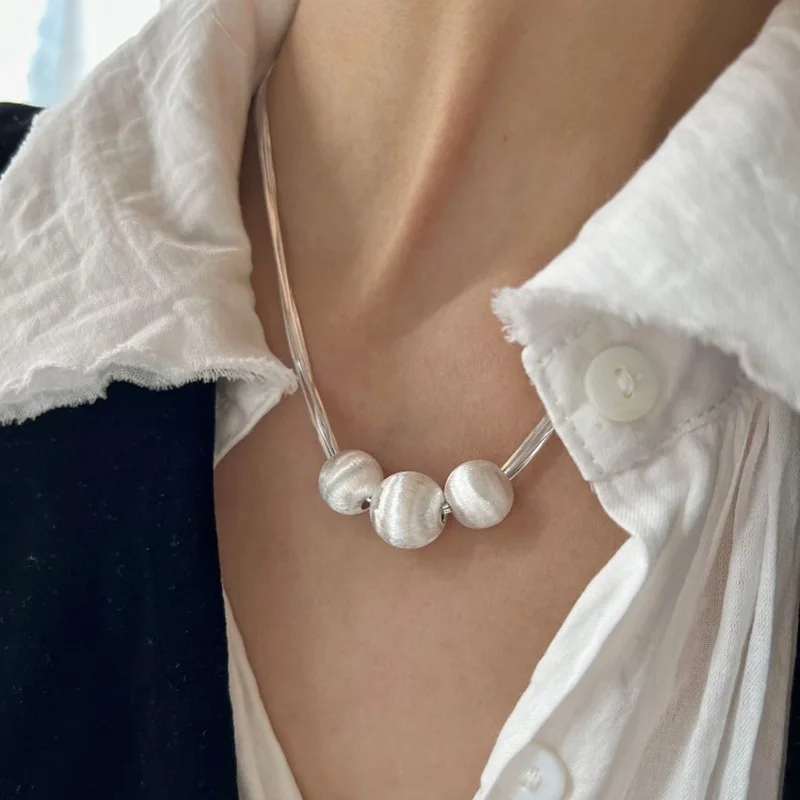 925 Sterling Silver Necklace Triple Matte Ball Multilayer Punk Geometric for Women Girl Jewelry Gift Dropshipping Wholesale
925 Sterling Silver Necklace Triple Matte Ball Multilayer Punk Geometric for Women Girl Jewelry Gift Dropshipping Wholesale