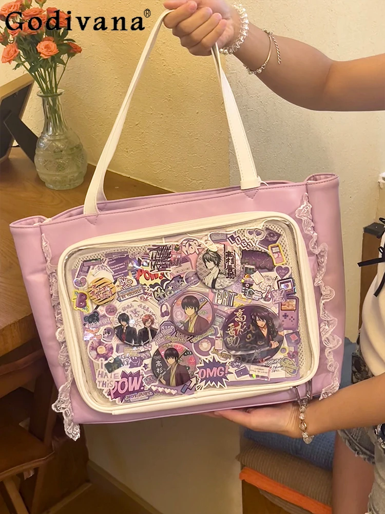 Japanese Original College Style Lolita Large Capacity Transparent Pain Bag Lace Sweet Girl Daily Commuter Fashion Shoulder Bag
Japanese Original College Style Lolita Large Capacity Transparent Pain Bag Lace Sweet Girl Daily Commuter Fashion Shoulder Bag