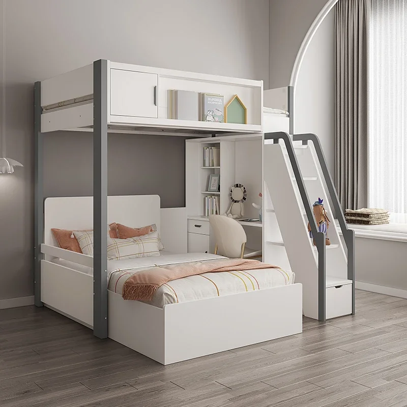 Upper and lower bed Desk integrated elevated children's bed with wardrobe Small apartment double Interlaced bunk
Upper and lower bed Desk integrated elevated children's bed with wardrobe Small apartment double Interlaced bunk