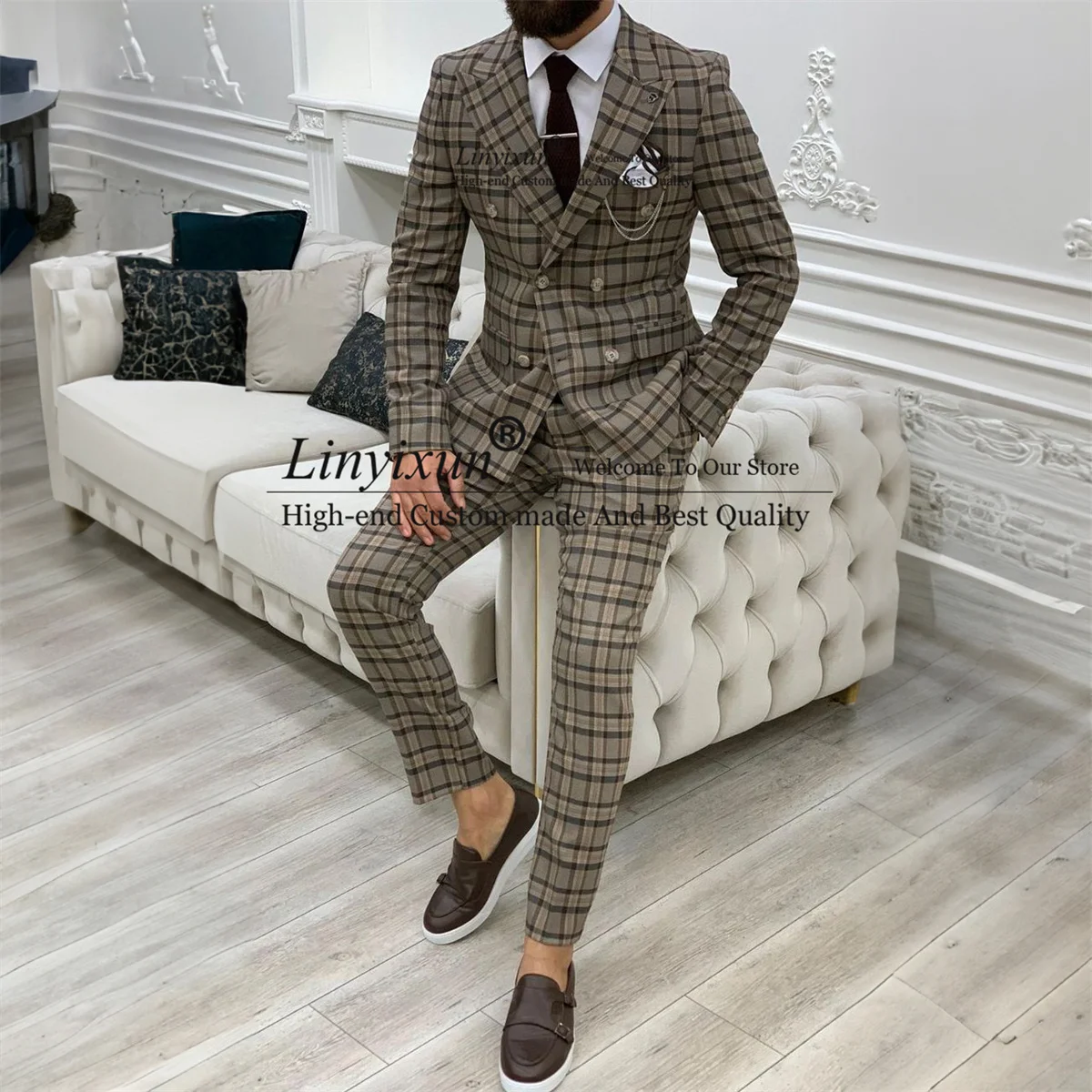 Plaid Wedding Suits For Men Notched Lapel Business Male Blazers Slim Fit Groom Tuxedos 2 Pieces Sets Terno Masculinos Completo
Plaid Wedding Suits For Men Notched Lapel Business Male Blazers Slim Fit Groom Tuxedos 2 Pieces Sets Terno Masculinos Completo