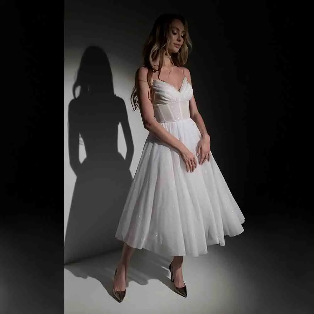 Spaghetti Straps Sequins Sparkly Pleated Formal Prom Dress for Women A-line Tea-Length Lace up Prom Party Gown Customized
Spaghetti Straps Sequins Sparkly Pleated Formal Prom Dress for Women A-line Tea-Length Lace up Prom Party Gown Customized