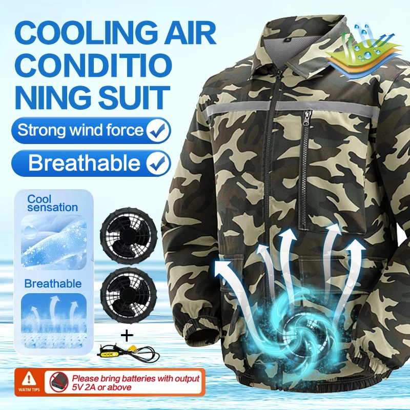 Summer cooling and refrigeration air conditioning clothing for men with fan. Outdoor welding site work, heat protection and sun
Summer cooling and refrigeration air conditioning clothing for men with fan. Outdoor welding site work, heat protection and sun