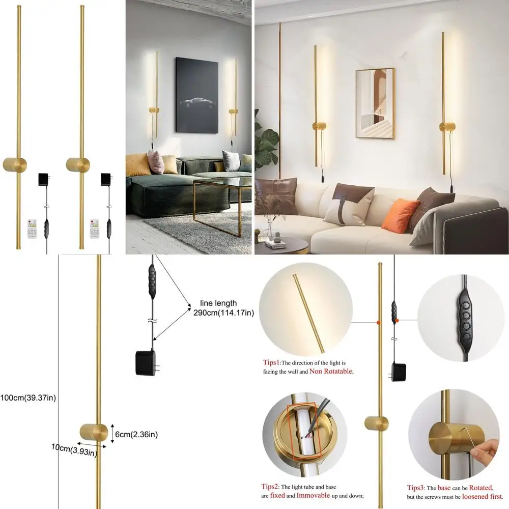 Пара золотых светодиодных настенных бра с дистанционным управлением, вставной дизайн, функция памяти, оригинальный бренд
Пара золотых светодиодных настенных бра с дистанционным управлением, вставной дизайн, функция памяти, оригинальный бренд