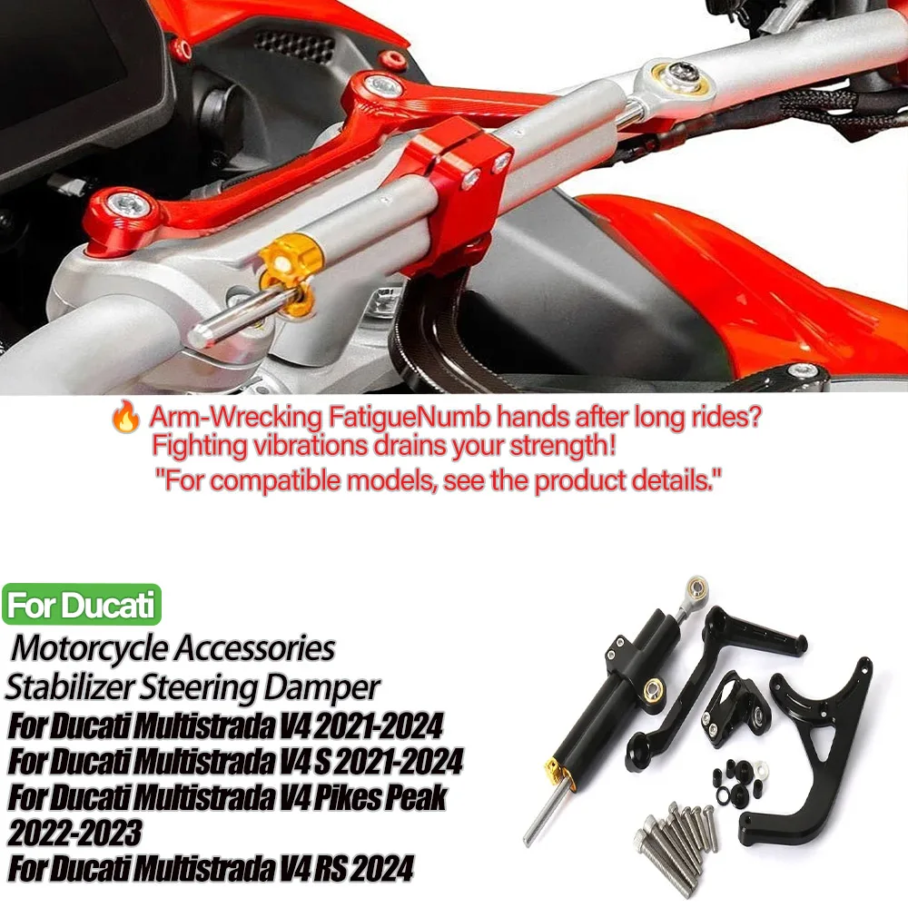 Motorcycle Accessories Stabilizing directional Steering Damper Bracket Kits For Ducati Multistrada V4 S Pikes Peak RS 2021-2024
Motorcycle Accessories Stabilizing directional Steering Damper Bracket Kits For Ducati Multistrada V4 S Pikes Peak RS 2021-2024