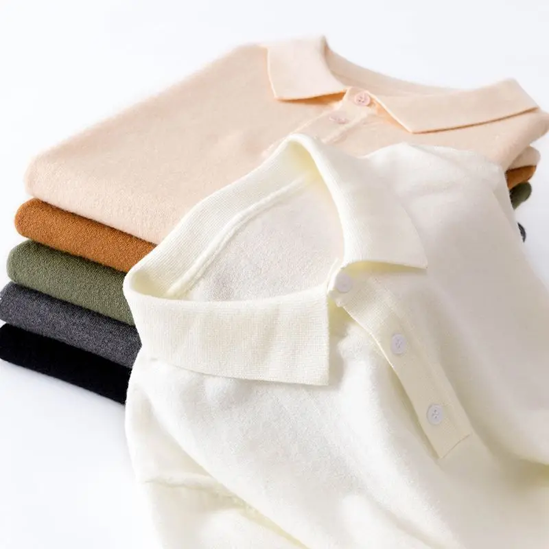 Шерстяная деловая повседневная футболка, рубашка поло, летняя рубашка с короткими рукавами, свободный вязаный свитер большого размера с лацканами, однотонный топ
Шерстяная деловая повседневная футболка, рубашка поло, летняя рубашка с короткими рукавами, свободный вязаный свитер большого размера с лацканами, однотонный топ