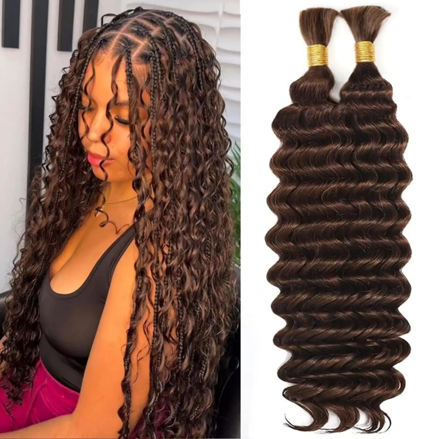 Boho Hair For Braiding Deep Wave Human Braiding Hair 110g 20 Inch #4 Bulk Human Hair Braiding Hair for Boho Braids Knotless 12A
Boho Hair For Braiding Deep Wave Human Braiding Hair 110g 20 Inch #4 Bulk Human Hair Braiding Hair for Boho Braids Knotless 12A