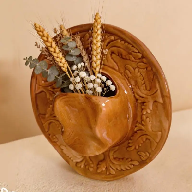 Ceramic Vase Handmade Hat Hanging Style Bottle for DIY Floral Arrangement Bedroom Living Room Use
Ceramic Vase Handmade Hat Hanging Style Bottle for DIY Floral Arrangement Bedroom Living Room Use