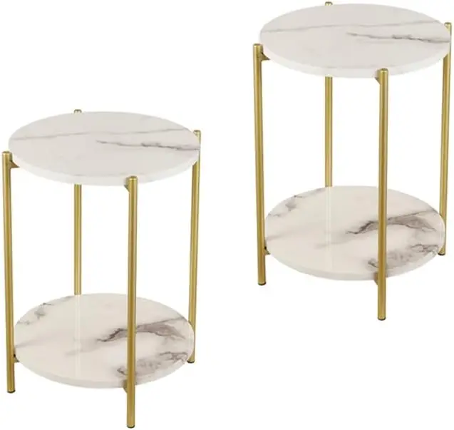 2 Tier Round Side Table with USB Charging Station, Folding End Table for Living Room Bedroom, Waterproof Faux Marble, 2 Pack
2 Tier Round Side Table with USB Charging Station, Folding End Table for Living Room Bedroom, Waterproof Faux Marble, 2 Pack