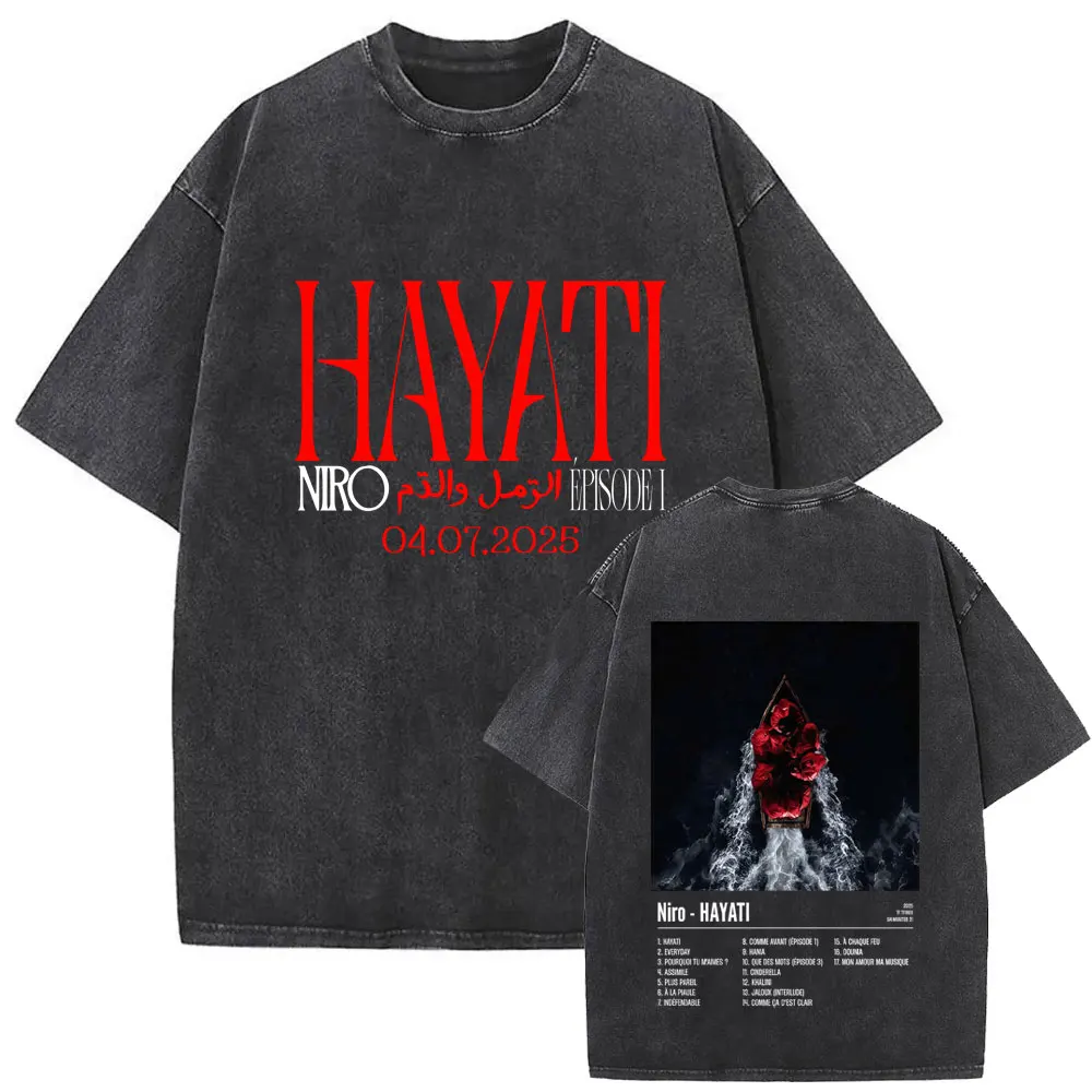 Rapper Niro HAYATI Album Graphic Vintage Washed T-shirt Men Women Fashion Oversized T Shirts Male Vintage Casual Cotton Tshirt
Rapper Niro HAYATI Album Graphic Vintage Washed T-shirt Men Women Fashion Oversized T Shirts Male Vintage Casual Cotton Tshirt