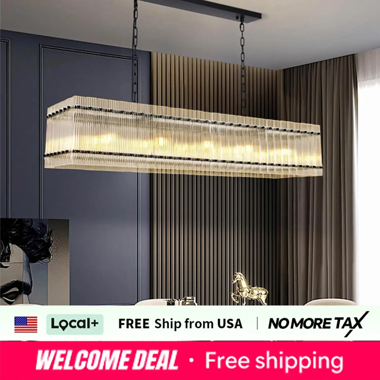 Modern Rectangular Crystal Glass Chandelier, 10-Lights Black Chandelier Lighting Contemporary Pendant Ceiling Light Fixture
Modern Rectangular Crystal Glass Chandelier, 10-Lights Black Chandelier Lighting Contemporary Pendant Ceiling Light Fixture