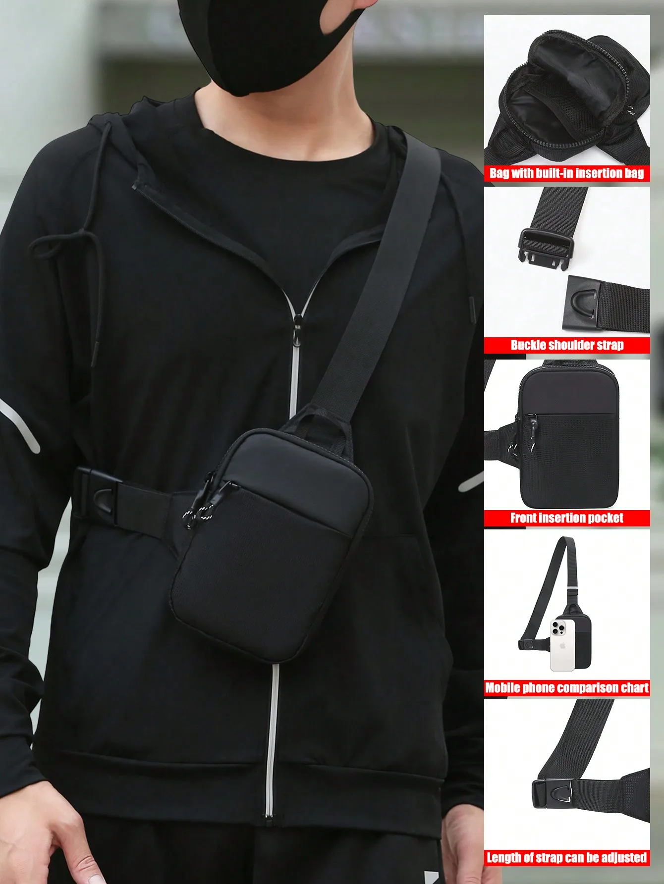 1pc Fashion Shark Print Multifunction Crossbody Chest Bag, Sling Bag, Shoulder Bag, Casual Daypack For Men, Sports, Daily, Busin
1pc Fashion Shark Print Multifunction Crossbody Chest Bag, Sling Bag, Shoulder Bag, Casual Daypack For Men, Sports, Daily, Busin