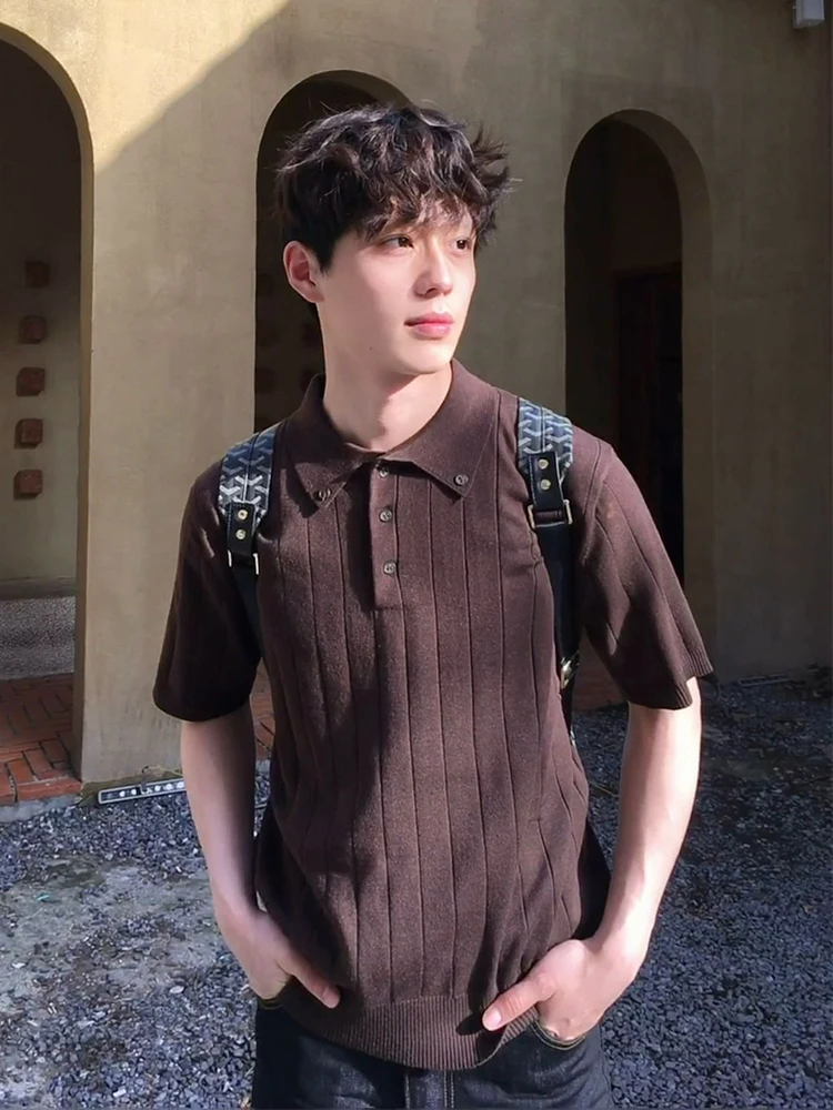 Men's Preppy Style Shirt Short Sleeve Summer Knitted Half Sleeve Striped Collar Regular Fit T-Shirt Casual Fashion Trend
Men's Preppy Style Shirt Short Sleeve Summer Knitted Half Sleeve Striped Collar Regular Fit T-Shirt Casual Fashion Trend