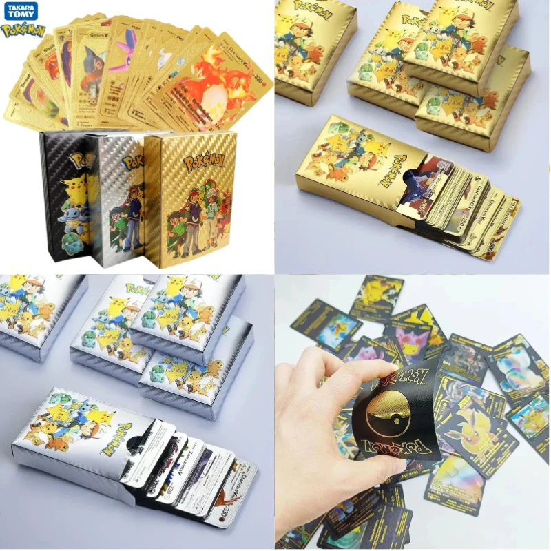 55PCS Pokemon Cards Gold Foil Golden Letters English Spanish French German Game Card Metalicas Charizard Vmax Gx Series Gift
55PCS Pokemon Cards Gold Foil Golden Letters English Spanish French German Game Card Metalicas Charizard Vmax Gx Series Gift