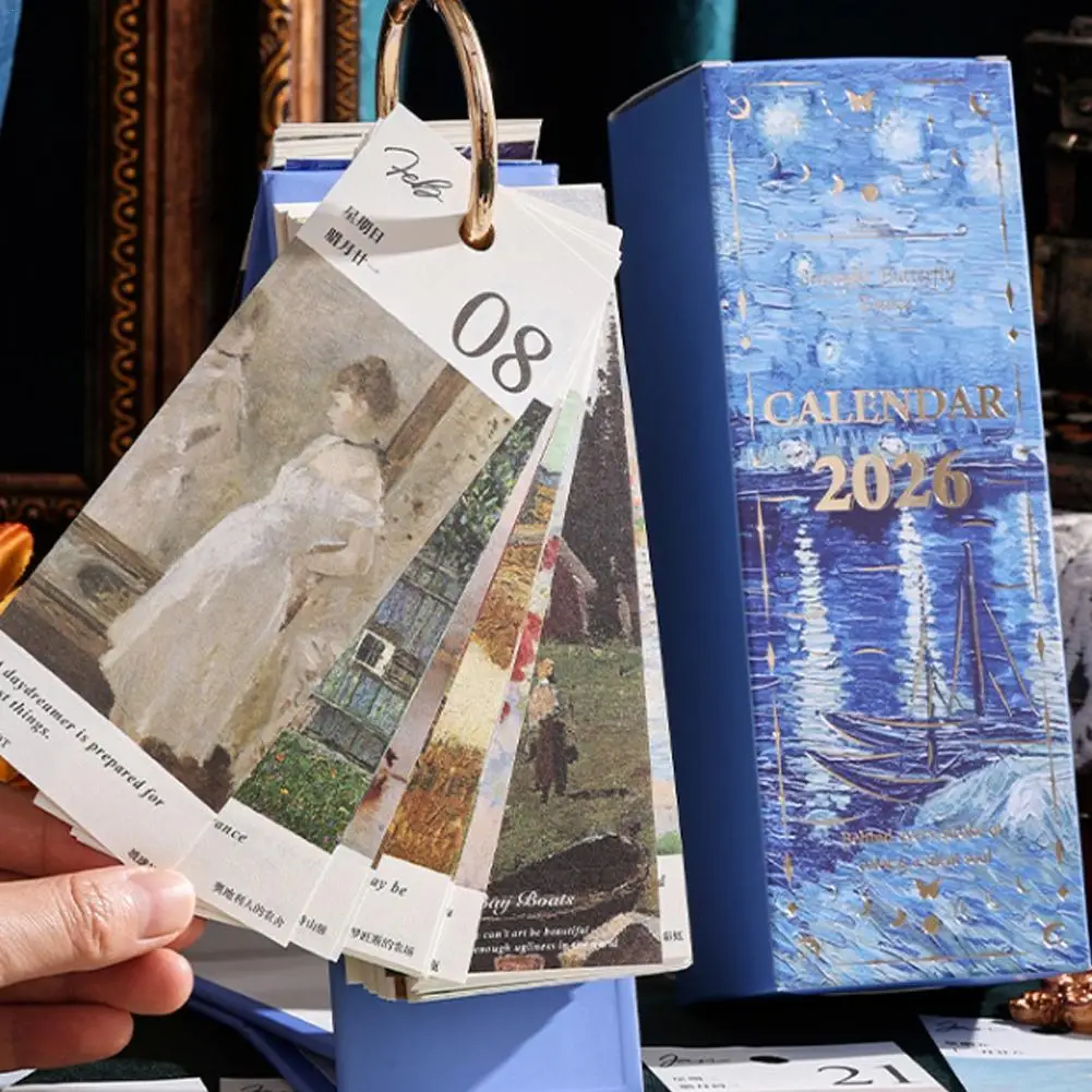 Vintage Oil Painting Desk Calendar 2026 Gold Binding 365 Days With Inspirational Quotes Daily Planner One-Way Page Turn
Vintage Oil Painting Desk Calendar 2026 Gold Binding 365 Days With Inspirational Quotes Daily Planner One-Way Page Turn