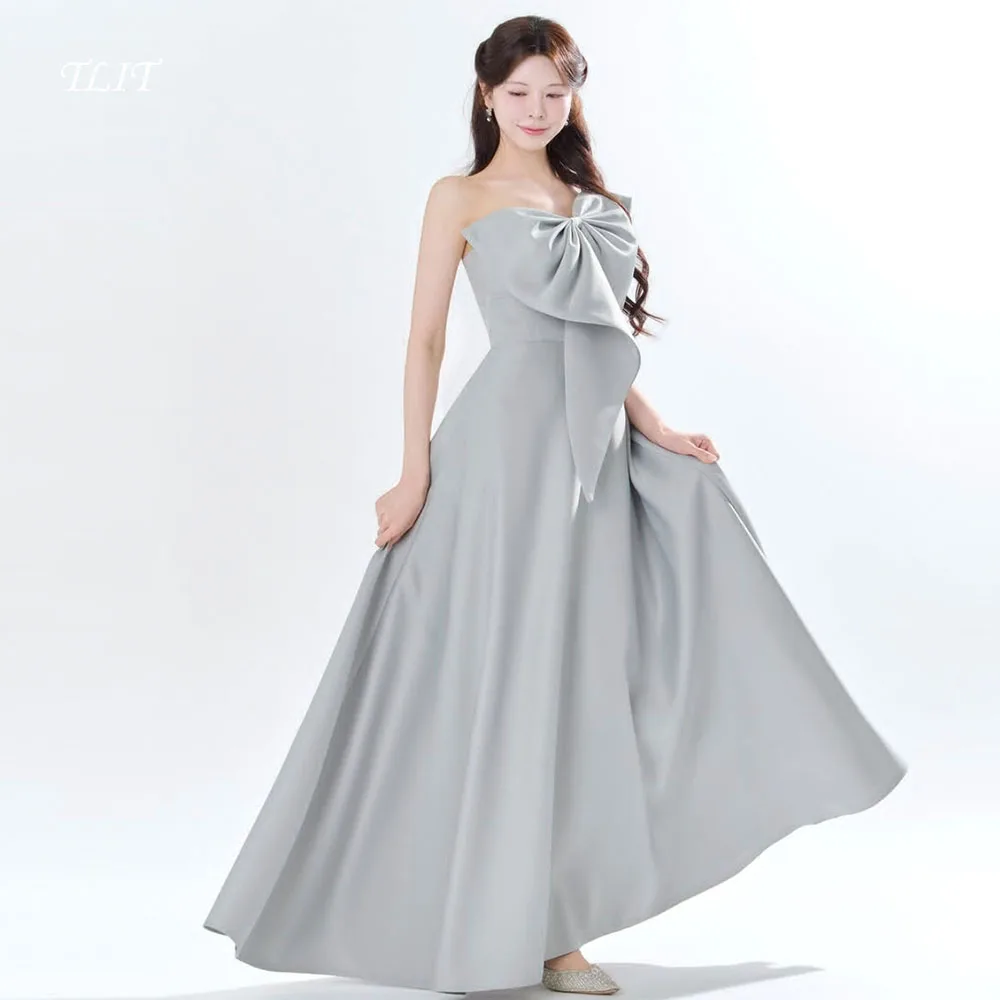 TLIT Fashion Grey Wedding Party Dress Strapless Bow Draped Satin Korea Photo shoot Bridal Gown Customized Evening Dresses 2026
TLIT Fashion Grey Wedding Party Dress Strapless Bow Draped Satin Korea Photo shoot Bridal Gown Customized Evening Dresses 2026