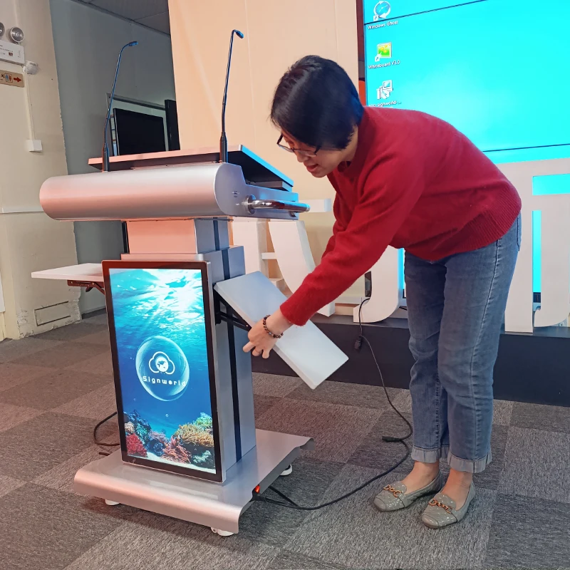 Intelligent Lifting Podium Platform Lectern Podium Dais Android Publicidad Digital Menu Board Wall Exhibition Display Stand
Intelligent Lifting Podium Platform Lectern Podium Dais Android Publicidad Digital Menu Board Wall Exhibition Display Stand