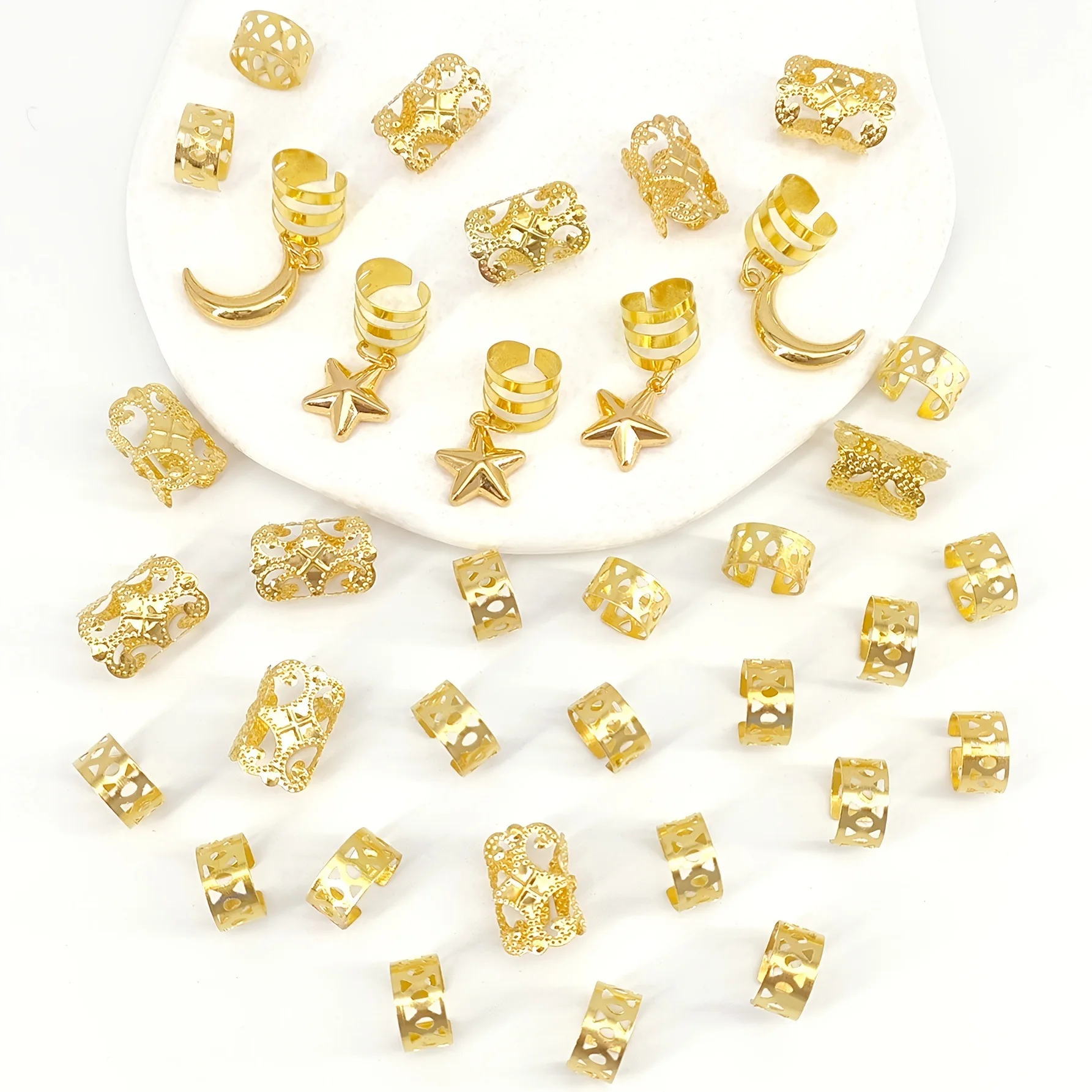 Premium 35 Count Hollow Star Moon Dreadlocks Braid Hair Ring for Fashion Hair Decoration Clip Set
Premium 35 Count Hollow Star Moon Dreadlocks Braid Hair Ring for Fashion Hair Decoration Clip Set