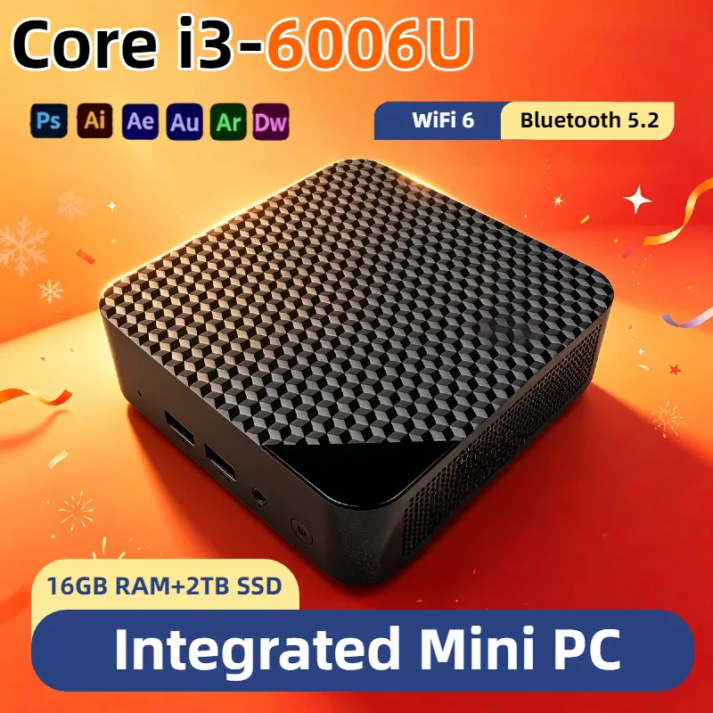 Intel Core i3-6006U Mini PC 16GB DDR4 512GB NVMe SSD Triple 4K Display WiFi6 BT5.2 Silent Office Home Desktop Pro Max
Intel Core i3-6006U Mini PC 16GB DDR4 512GB NVMe SSD Triple 4K Display WiFi6 BT5.2 Silent Office Home Desktop Pro Max