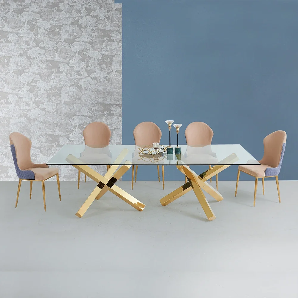 home decor glass top dining tables gold stainless steel modern design dining room table
home decor glass top dining tables gold stainless steel modern design dining room table