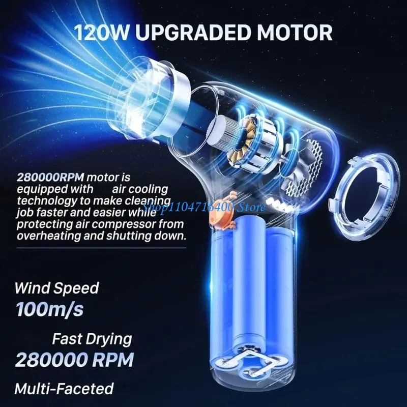 y1gd Handheld Air Blower 130000RPM Cordless Rechargeable Air Duster for Home Office Car Cleaning 3 Adjustable Speeds
y1gd Handheld Air Blower 130000RPM Cordless Rechargeable Air Duster for Home Office Car Cleaning 3 Adjustable Speeds