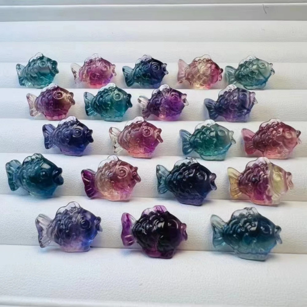 1pc Natural Rainbow Fluorite Small Fish Carvings Crystal Healing Stone Craft DIY Figurine Home Room Decor Ornament Jewelry Gift
1pc Natural Rainbow Fluorite Small Fish Carvings Crystal Healing Stone Craft DIY Figurine Home Room Decor Ornament Jewelry Gift