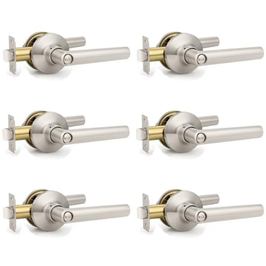 Pack Brushed Nickel s Levers with Lock, Heavy Duty Interior Door Handles for Bedroom and Bathroom, Sleek Round Door Lever Satin
Pack Brushed Nickel s Levers with Lock, Heavy Duty Interior Door Handles for Bedroom and Bathroom, Sleek Round Door Lever Satin