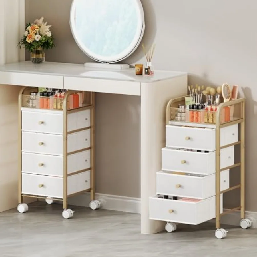 Rolling Makeup Organizer Cart - Under Desk Vanity Makeup Storage with 4 Non-woven Drawers, Nail Cart Organizer Cosmetic Display
Rolling Makeup Organizer Cart - Under Desk Vanity Makeup Storage with 4 Non-woven Drawers, Nail Cart Organizer Cosmetic Display