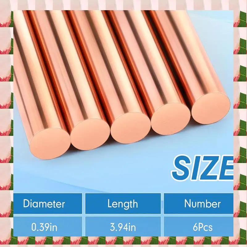 A57I 6Pcs Pure Copper Round Rod 3.94Inch Length 0.39Inch Diameter Bare Solid Metal Rod Copper Bar Lathe Bar Stock
A57I 6Pcs Pure Copper Round Rod 3.94Inch Length 0.39Inch Diameter Bare Solid Metal Rod Copper Bar Lathe Bar Stock