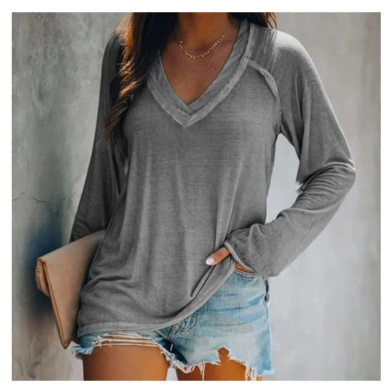 Spring Women's Long-sleeved T-shirt V-neck ironing skull Casual Loose Top High Street Fashion Tees for Female
Spring Women's Long-sleeved T-shirt V-neck ironing skull Casual Loose Top High Street Fashion Tees for Female