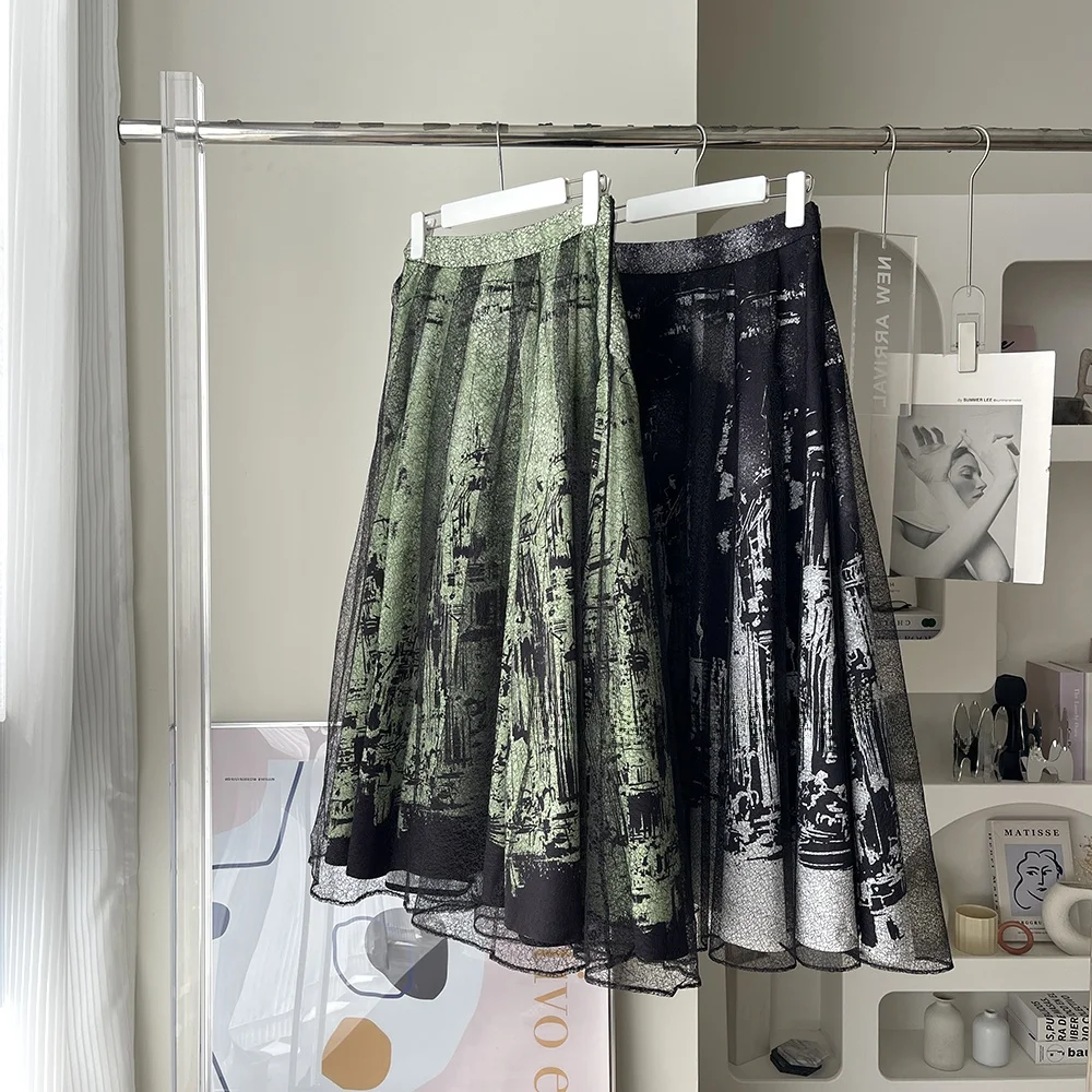 Elegant Water-Media Printed Hollow out Mesh Skirt mid Waist Commute Style Versatile Slimming A-Line Half-Length Women's Skirt
Elegant Water-Media Printed Hollow out Mesh Skirt mid Waist Commute Style Versatile Slimming A-Line Half-Length Women's Skirt