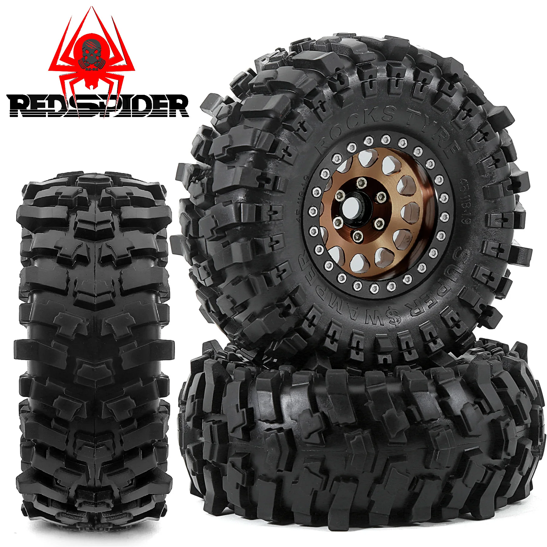 RED SPIDER 4Pcs 1.9'' CNC Aluminum Beadlock Wheel & Tire Set for 1/10 RC Crawler Car Traxxas Axial SCX10 90046 90047 Redcat Gen8
RED SPIDER 4Pcs 1.9'' CNC Aluminum Beadlock Wheel & Tire Set for 1/10 RC Crawler Car Traxxas Axial SCX10 90046 90047 Redcat Gen8