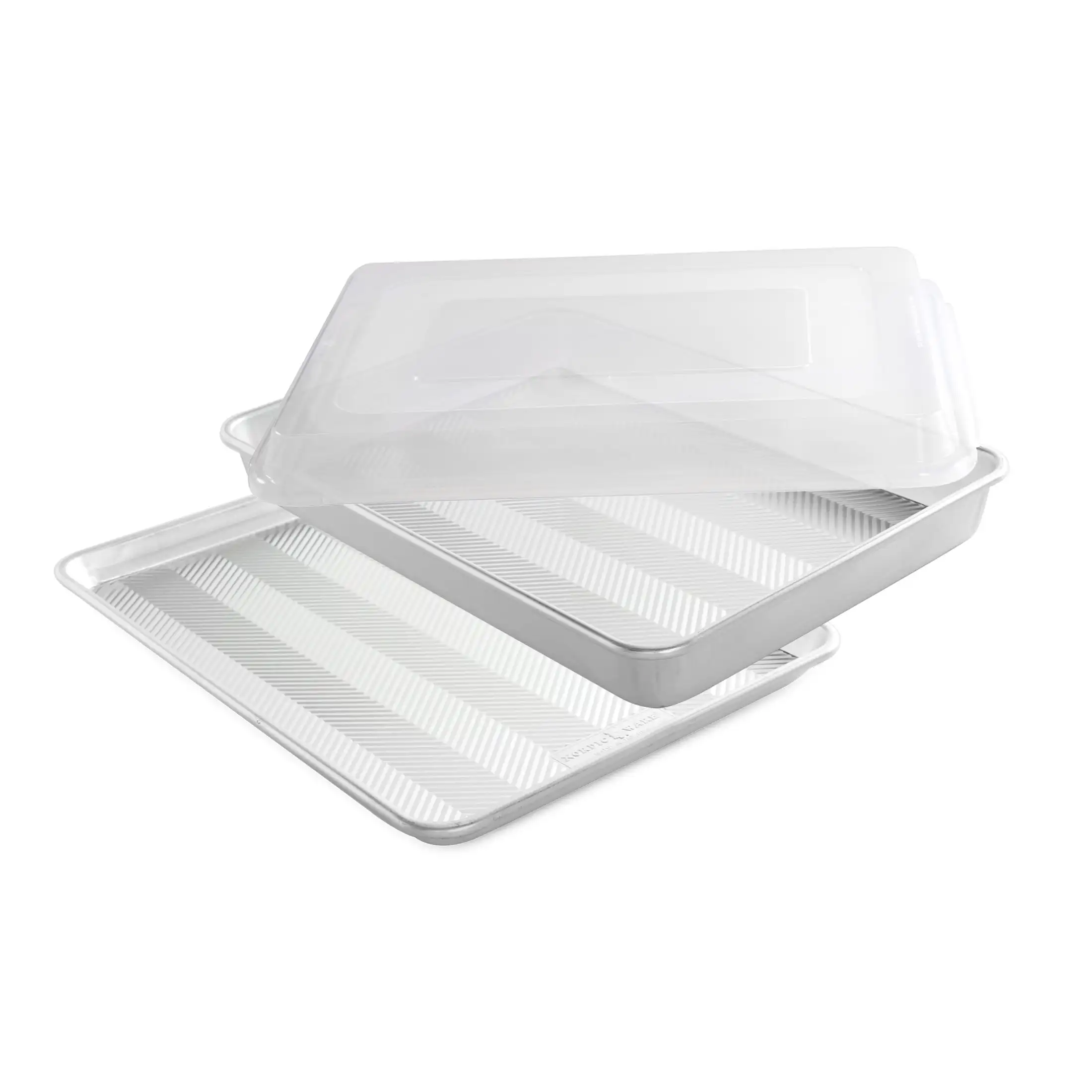 3 Piece Prism Natural Aluminum Baking Set, Large, Standard & High Sided Half Sheet, Lid
3 Piece Prism Natural Aluminum Baking Set, Large, Standard & High Sided Half Sheet, Lid