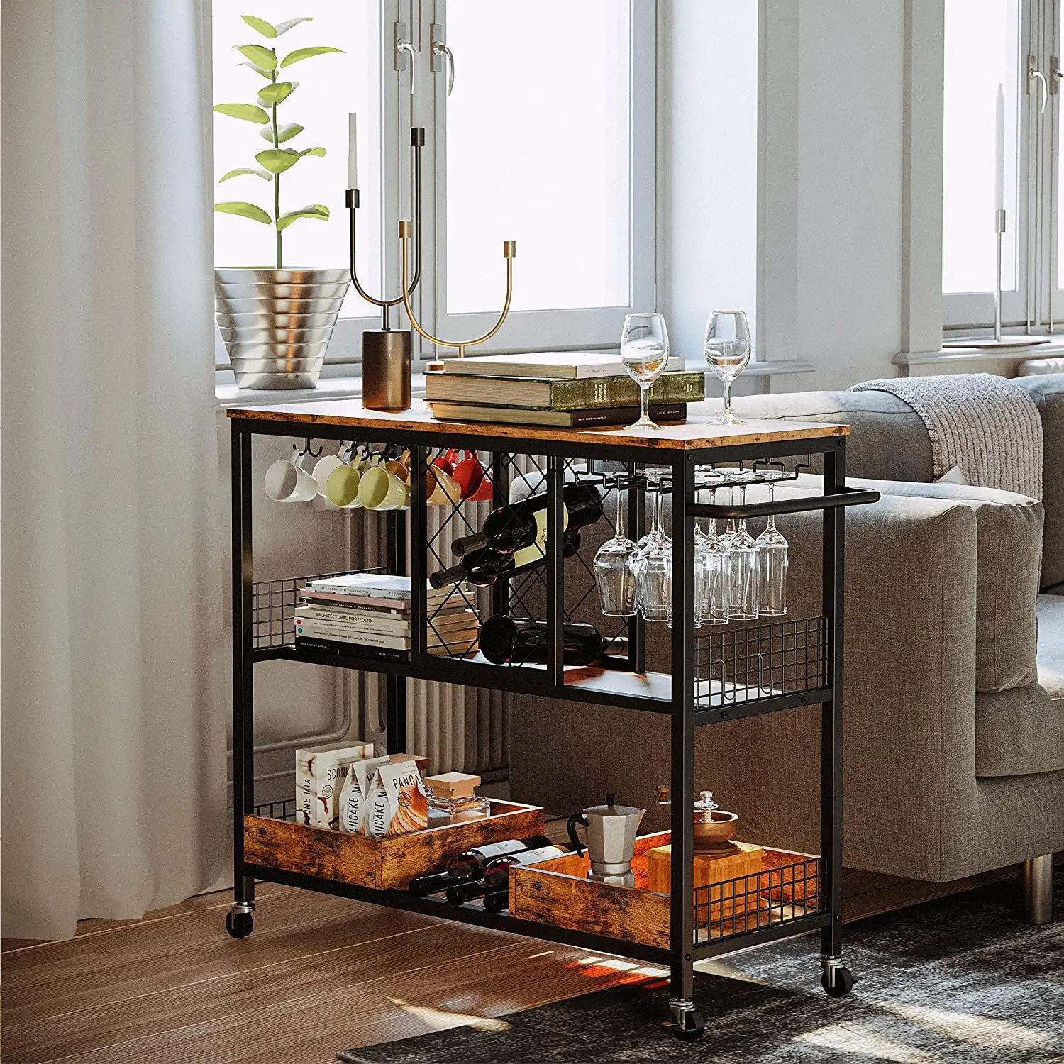 Wine Rack Table Liquor Wine Storage Stand with Bottle Shelf for Home Kitchen Dining Room, Rustic brown
Wine Rack Table Liquor Wine Storage Stand with Bottle Shelf for Home Kitchen Dining Room, Rustic brown