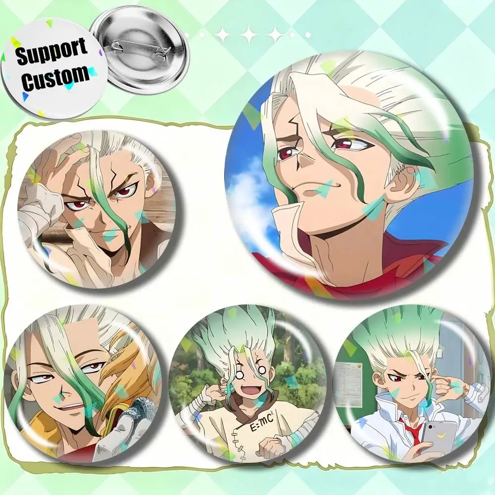 Dr. STONE Anime Senku Ishigami Customizable Round Brooch Pins, Personalized Badges With Broken Glass Design Fashion Accessory
Dr. STONE Anime Senku Ishigami Customizable Round Brooch Pins, Personalized Badges With Broken Glass Design Fashion Accessory