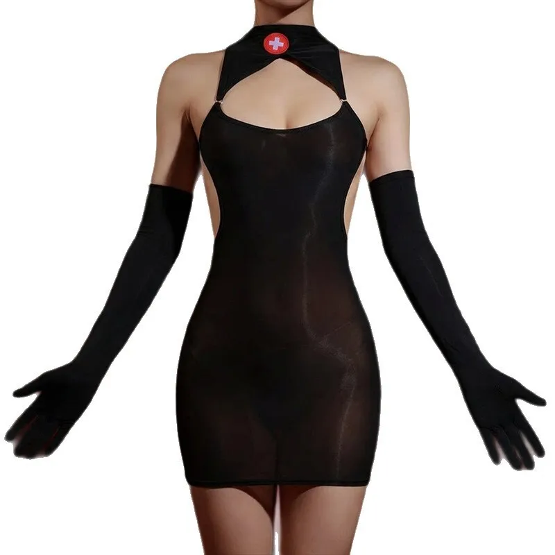 Sexy Lingerie Shiny One-piece Dress Transparent Hip-hugging Ultra-thin Shiny Stockings Sexy Nurse Uniform Dress Pure Desire 8OHC
Sexy Lingerie Shiny One-piece Dress Transparent Hip-hugging Ultra-thin Shiny Stockings Sexy Nurse Uniform Dress Pure Desire 8OHC