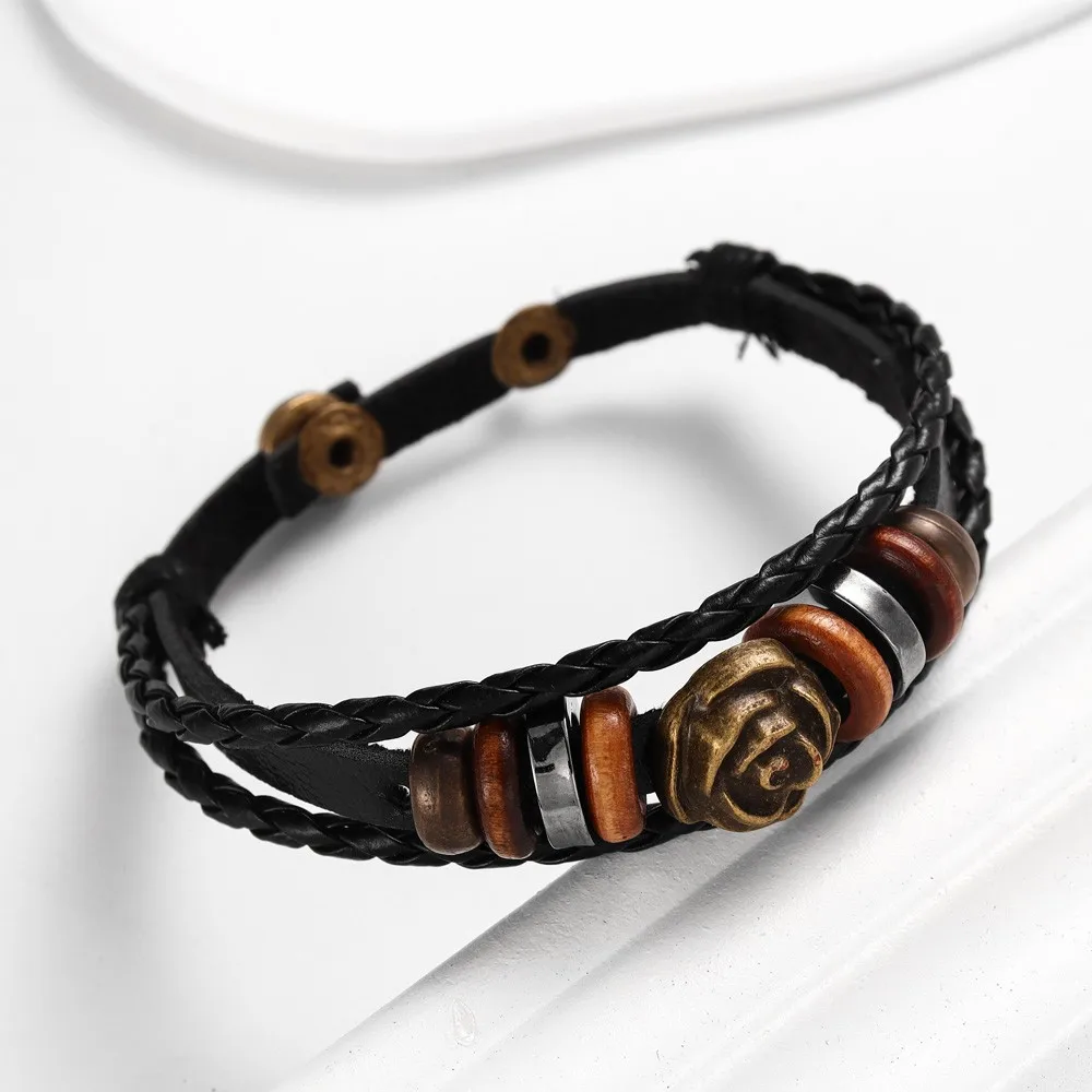 Trend Multilayer Leather Weaving Beaded Rose Bracelet Charming Men's Bracelet New Fashion Hip Hop Punk Accessories Jewelry Gift
Trend Multilayer Leather Weaving Beaded Rose Bracelet Charming Men's Bracelet New Fashion Hip Hop Punk Accessories Jewelry Gift