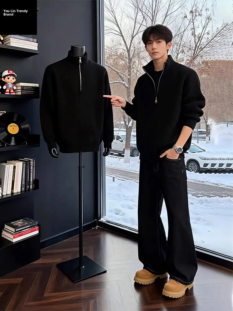 American Sle f Zip High Collar Men's Knitwear Heavyweight Inner Wear Lazy Sle Winter Season Polyester Fiber Long Sve
American Sle f Zip High Collar Men's Knitwear Heavyweight Inner Wear Lazy Sle Winter Season Polyester Fiber Long Sve