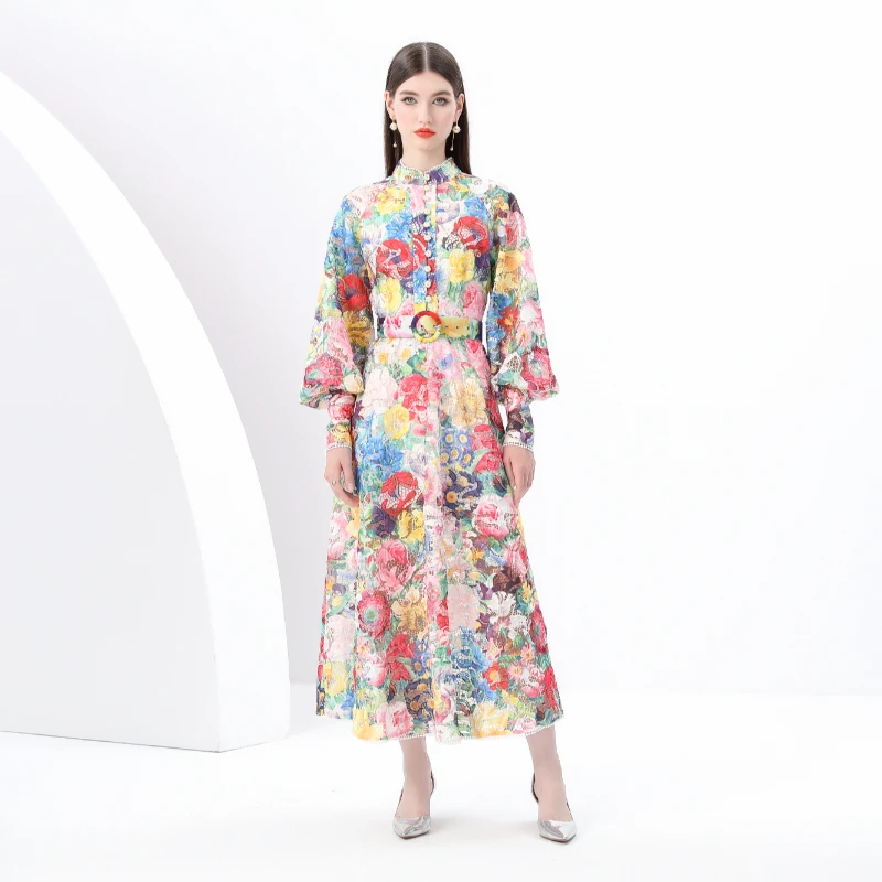2025 painted style retro stand up collar single breasted printed wide swing long dress summer clothing for women
2025 painted style retro stand up collar single breasted printed wide swing long dress summer clothing for women