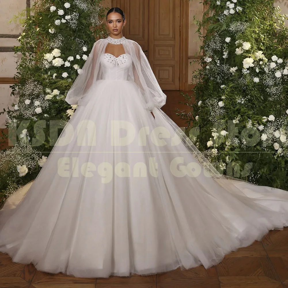 Elegant White Wedding Dresses for Women Luxury Long Sleeve Chapel Train Draped Ball Gowns Formal Occasion Bridal Dress Vestidos
Elegant White Wedding Dresses for Women Luxury Long Sleeve Chapel Train Draped Ball Gowns Formal Occasion Bridal Dress Vestidos
