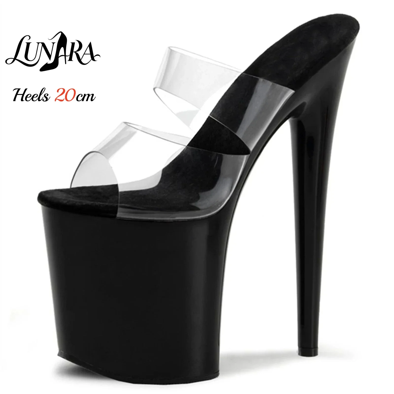20cm Clear PVC Strappy Ultra High Platform High Heel Slide Sandals Open Toe Sexy Nightclub Runway Party Stage Performance Shoes
20cm Clear PVC Strappy Ultra High Platform High Heel Slide Sandals Open Toe Sexy Nightclub Runway Party Stage Performance Shoes