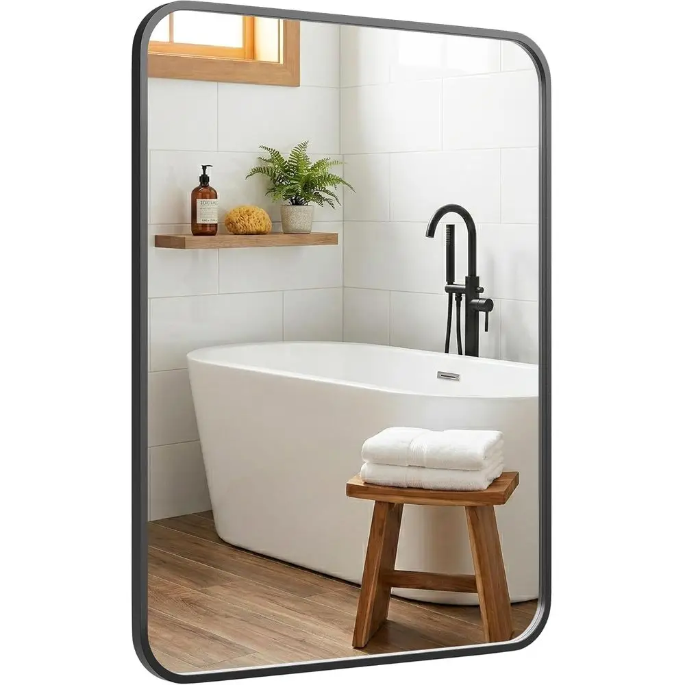 24x36 Inch Matte Black Vanity Mirror with Deep Set Metal Frame and Shatterproof Glass
24x36 Inch Matte Black Vanity Mirror with Deep Set Metal Frame and Shatterproof Glass
