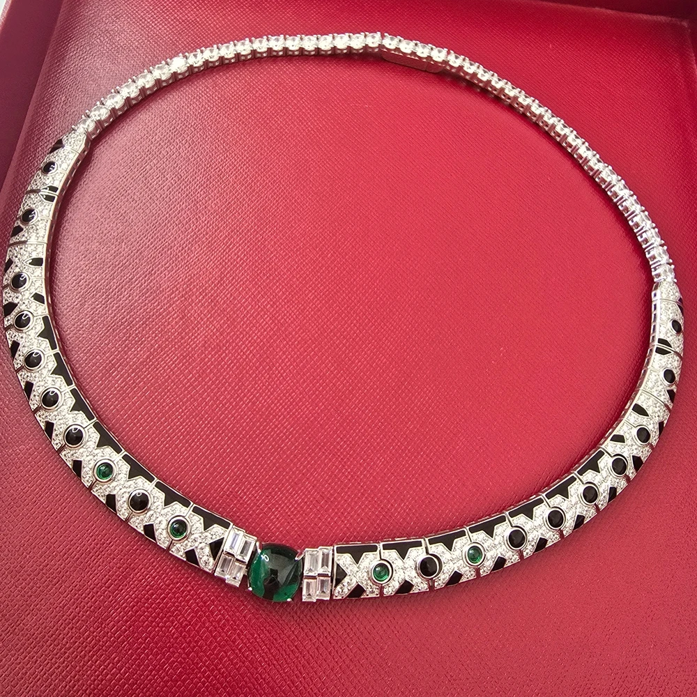 925, серебро, черная эмаль, изумрудная огранка, углеродный бриллиант, пантера, леопардовый принт, колье-цепочка, ожерелье, изысканные роскошные ювелирные изделия для женщин
925, серебро, черная эмаль, изумрудная огранка, углеродный бриллиант, пантера, леопардовый принт, колье-цепочка, ожерелье, изысканные роскошные ювелирные изделия для женщин