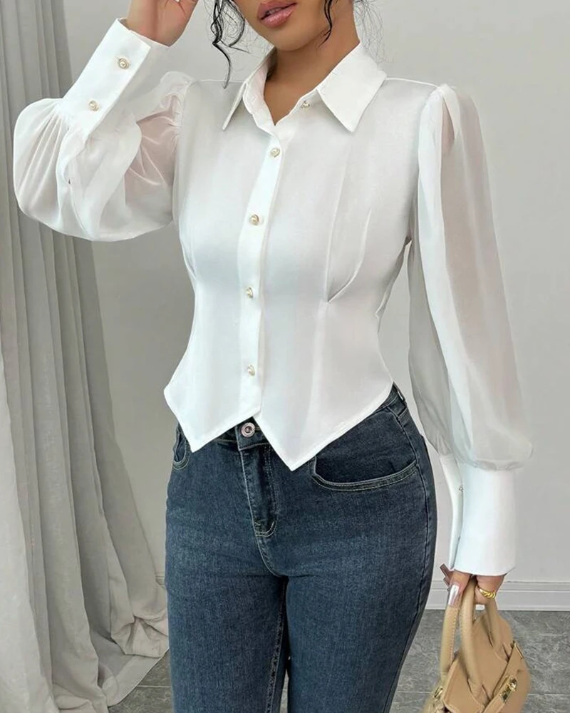 2024 Ciff Lantern Sleeve Turn-down Collar Cinched Waist Beaded Decor Blouse Casual Top
2024 Ciff Lantern Sleeve Turn-down Collar Cinched Waist Beaded Decor Blouse Casual Top