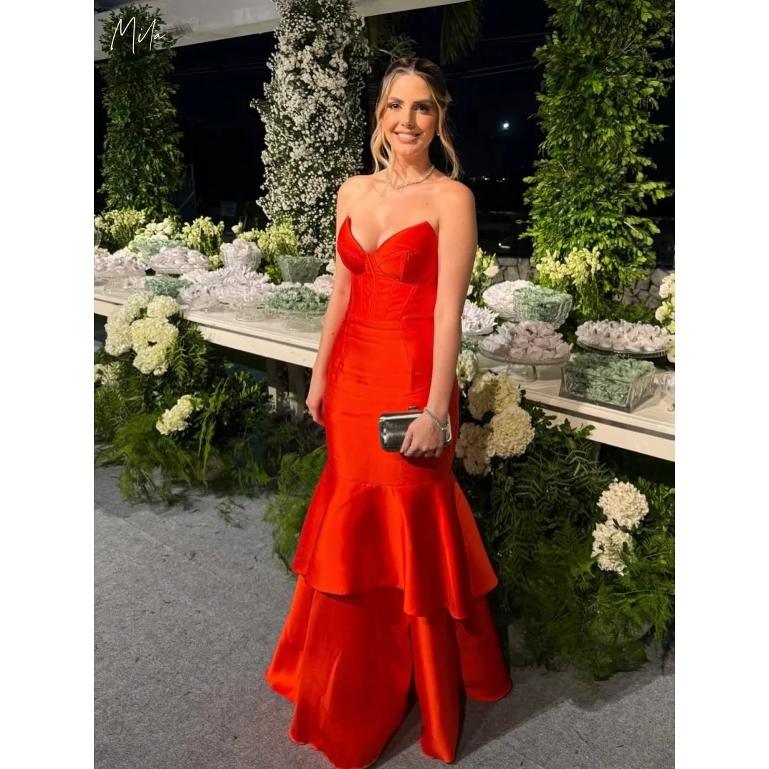 Mila Customized Red Satin Mermaid Prom Dresses Off Shoulder Floor Length Formal Evening Gown vestidos de gala Elegant Ruffle
Mila Customized Red Satin Mermaid Prom Dresses Off Shoulder Floor Length Formal Evening Gown vestidos de gala Elegant Ruffle