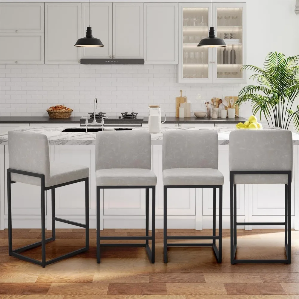 Bar Stools Set of 4, Light Grey Bars Stoolses with Backs,Modern PU Leather Counter Height Bar Stools
Bar Stools Set of 4, Light Grey Bars Stoolses with Backs,Modern PU Leather Counter Height Bar Stools