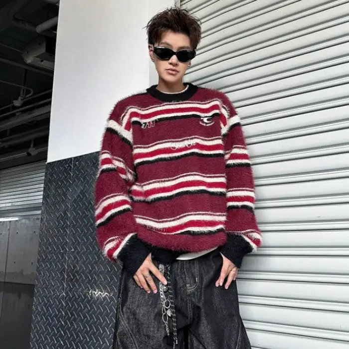 Trendy Couple Knitted Sweater round Ne Men's Striped Color Blo Winter Casual Loose Fit Polyester Long Sve Sweatirt
Trendy Couple Knitted Sweater round Ne Men's Striped Color Blo Winter Casual Loose Fit Polyester Long Sve Sweatirt
