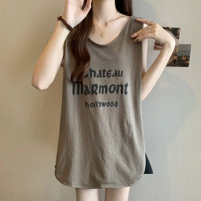 Fashion O-Neck Sleeveless Printed Letter T-Shirts Female Clothing 2025 Summer New Loose Casual Tank Top Young Style Tee Shirt
Fashion O-Neck Sleeveless Printed Letter T-Shirts Female Clothing 2025 Summer New Loose Casual Tank Top Young Style Tee Shirt